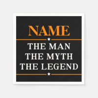 Personalized Name The Man The Myth The Legend Paper Napkin