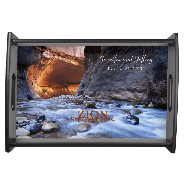 Personalized Name, the Narrows, Zion National Park Serving Tray (Front)