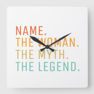 Personalized Name The Woman The Myth The Legend Square Wall Clock