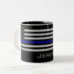 Personalized Name Thin Blue Line Flag Two-tone Coffee Mug at Zazzle