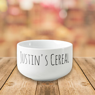 Personalized Name Thin Font Cereal  Soup Mug