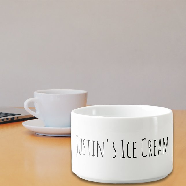 Personalized Name Thin Font Ice Cream Bowl (Creator Uploaded)