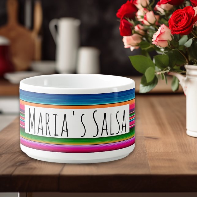 Personalized Name Thin Font Salsa Mexico Bowl (Creator Uploaded)
