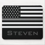 Personalized Name Thin Gray Line Flag Mouse Pad<br><div class="desc">Personalized Name Thin Gray Line Flag</div>