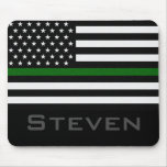 Personalized Name Thin Green Line Flag Mouse Pad at Zazzle