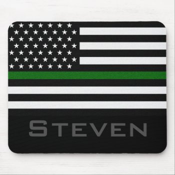 Personalized Name Thin Green Line Flag Mouse Pad by ThinBlueLineDesign at Zazzle