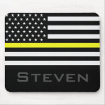 Personalized Name Thin Yellow Line Flag Mouse Pad at Zazzle