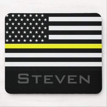 Personalized Name Thin Yellow Line Flag Mouse Pad by ThinBlueLineDesign at Zazzle