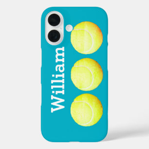 Personalized Name, Three Tennis Balls in a Row iPhone 16 Case