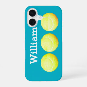 Personalized Name, Three Tennis Balls in a Row iPhone 16 Case