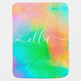 Personalized Name Tie-Dye color splash Baby Blanket