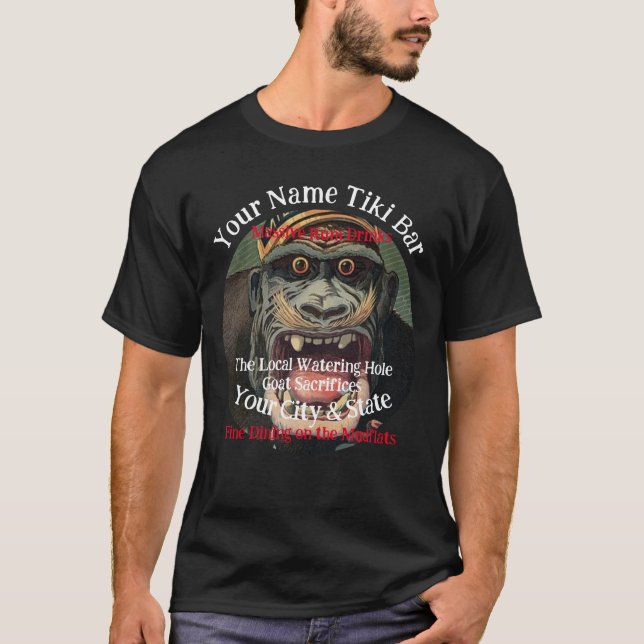Personalized Name Tiki Bar Your City & State T-Shi T-Shirt (Front)