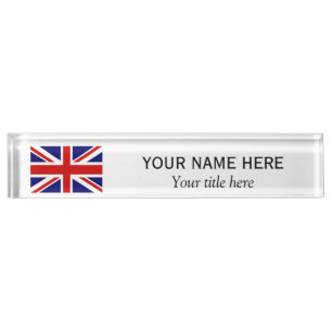 Personalized name title British Union Jack flag Plate
