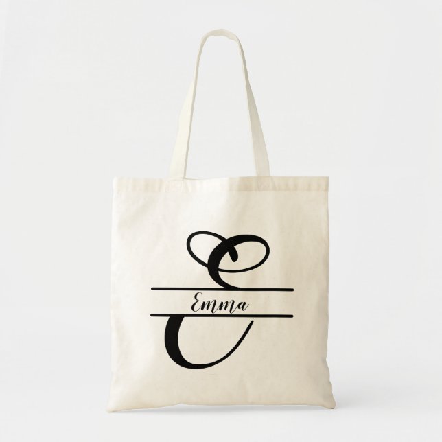 personalized name tote bag, custom letter E gift  Bag (Front)