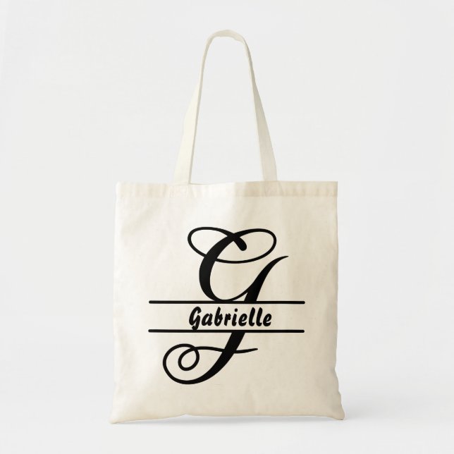 personalized name tote bag, custom letter g gift  bag (Front)