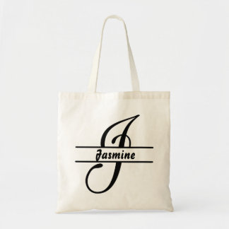 personalized name tote bag, custom letter J gift 