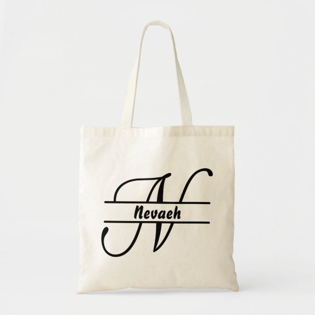 personalized name tote bag, custom letter N gift  Bag (Front)