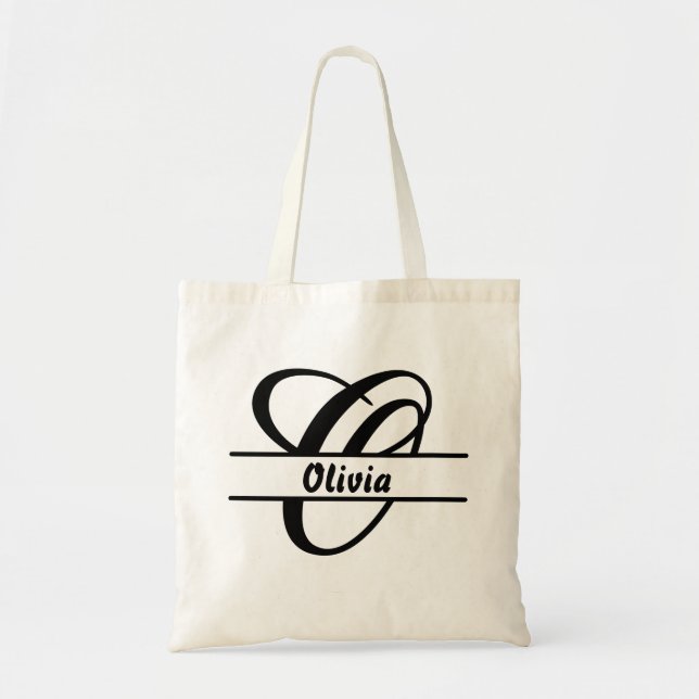 personalized name tote bag, custom letter O gift  (Front)