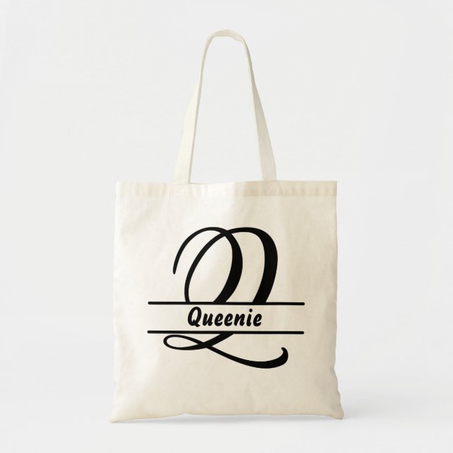 personalized name tote bag, custom letter Q gift  (Front)
