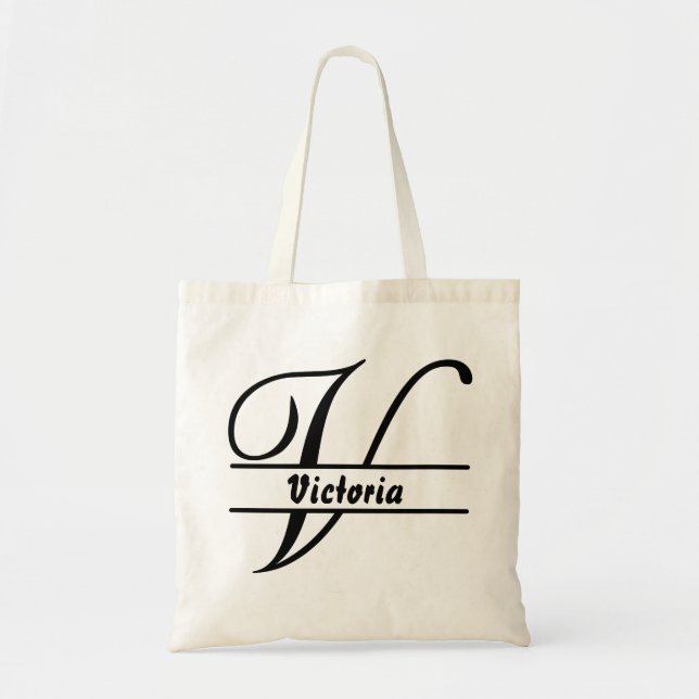 personalized name tote bag, custom letter V gift  Bag (Front)