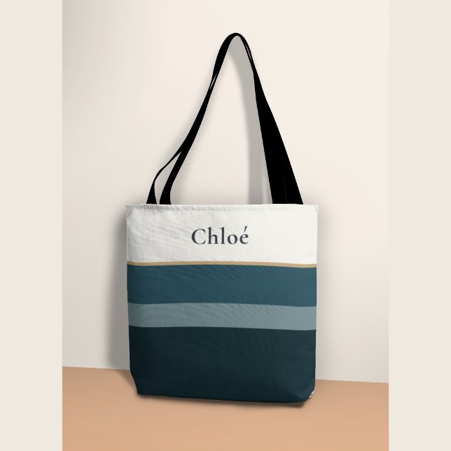 Personalized Name Tote Bag –Elegant Striped Design (Creator Uploaded)