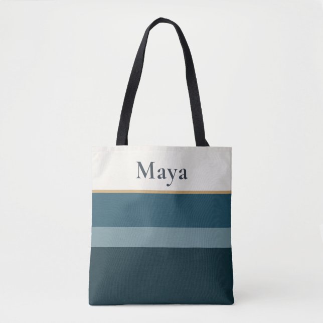 Personalized Name Tote Bag – Striped Clean Design  (Front)