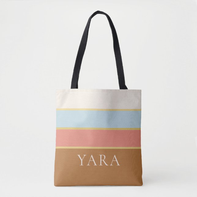 Personalized Name Tote Bag | Striped Summer Design (Front)