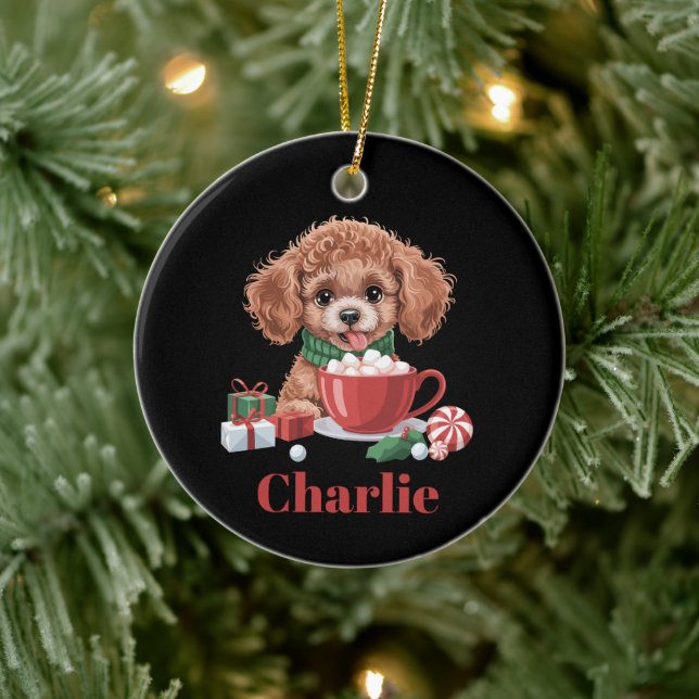 Personalized Name Toy Poodle Dog Lover Christmas  Ceramic Ornament (Tree)