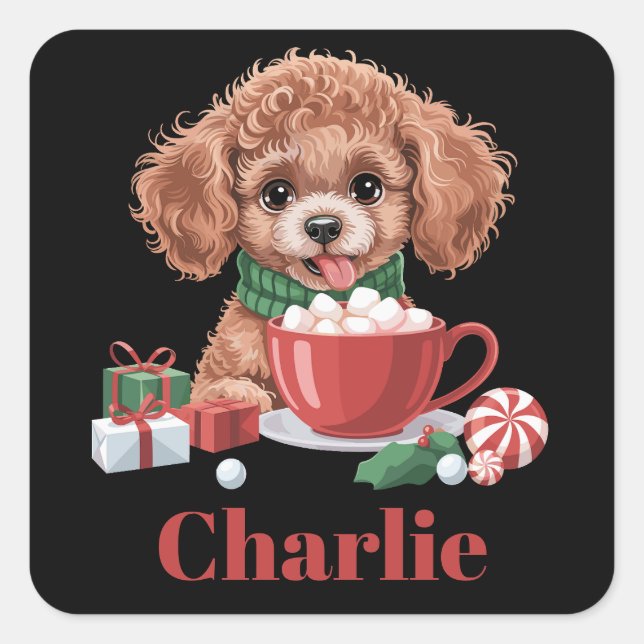 Personalized Name Toy Poodle Dog Lover Christmas  Square Sticker (Front)