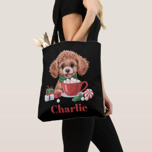 Personalized Name Toy Poodle Dog Lover Christmas  Tote Bag