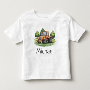 Personalized Name Tractor Farm Watercolor Toddler T-shirt