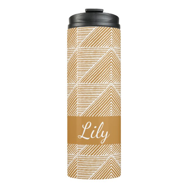 Personalized Name Travel Modern Boho Geometric Thermal Tumbler (Front)