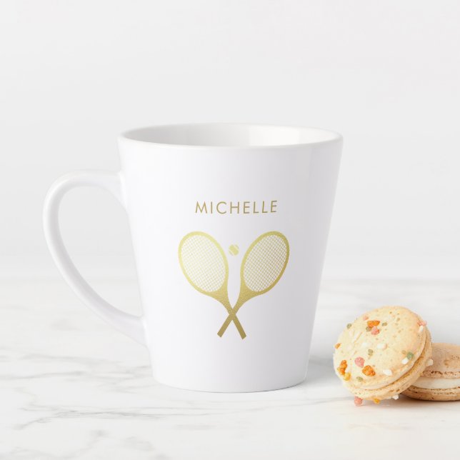 Personalized Name Trendy Tennis  Latte Mug (In Situ)