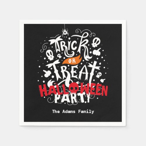 Personalized Name Trick or Treat Halloween Party Napkins