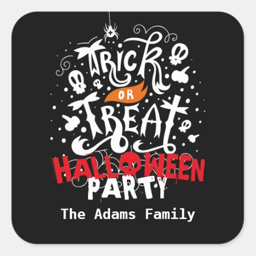 Personalized Name Trick or Treat Halloween Square Sticker