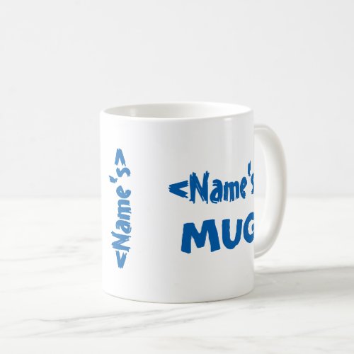 Personalized Name Trio White Blue Coffee Mug