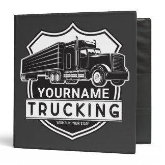 Personalized NAME Trucking Big Rig Semi Trucker 3 Ring Binder