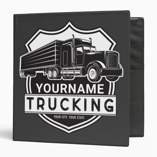 Personalized NAME Trucking Big Rig Semi Trucker 3 Ring Binder (Front/Inside)