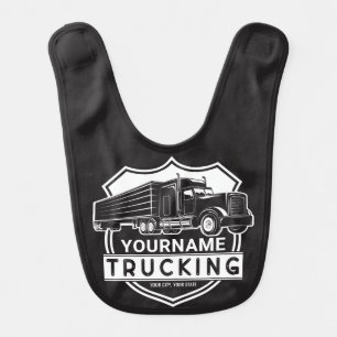 Personalized NAME Trucking Big Rig Semi Trucker Baby Bib