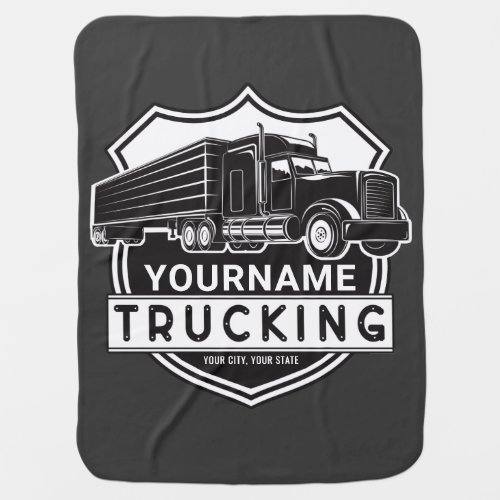 Personalized NAME Trucking Big Rig Semi Trucker Baby Blanket