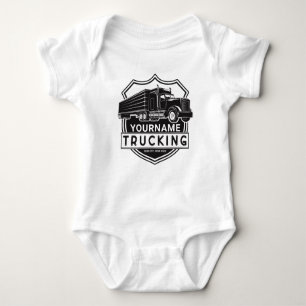 Personalized NAME Trucking Big Rig Semi Trucker Baby Bodysuit
