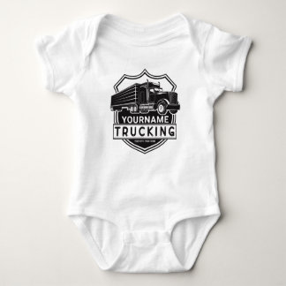 Personalized NAME Trucking Big Rig Semi Trucker   Baby Bodysuit