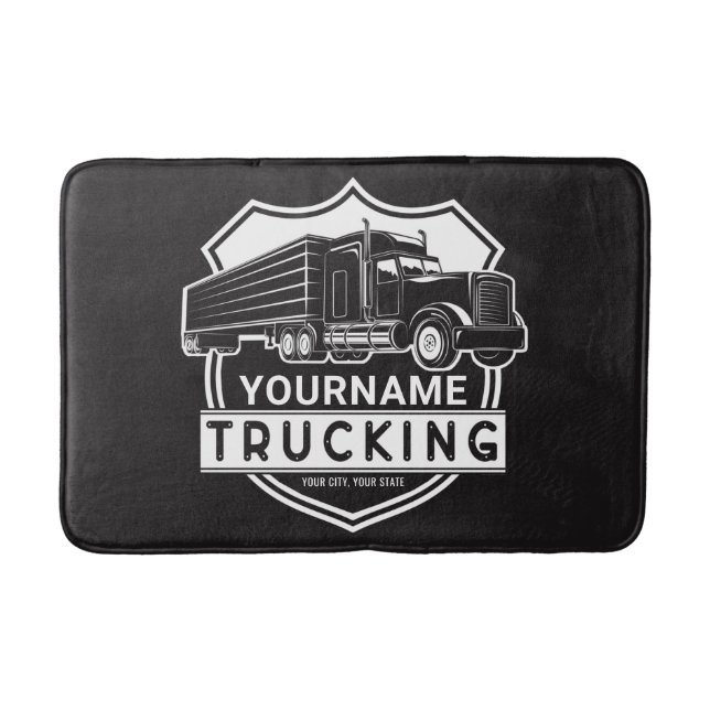 Personalized NAME Trucking Big Rig Semi Trucker   Bath Mat (Front)