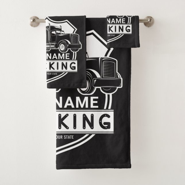 Personalized NAME Trucking Big Rig Semi Trucker   Bath Towel Set (Insitu)