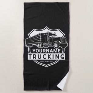 Personalized NAME Trucking Big Rig Semi Trucker Beach Towel