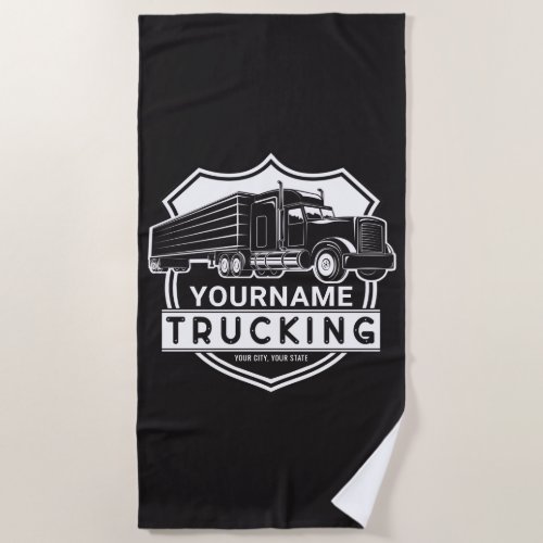 Personalized NAME Trucking Big Rig Semi Trucker  Beach Towel
