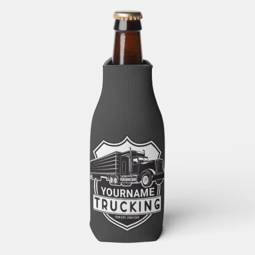 Personalized NAME Trucking Big Rig Semi Trucker   Bottle Cooler