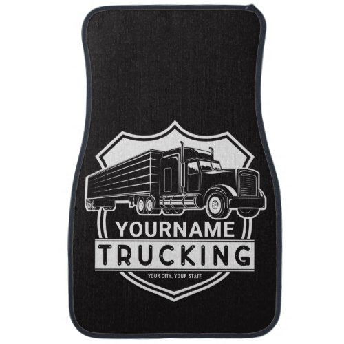 Personalized NAME Trucking Big Rig Semi Trucker Car Floor Mat