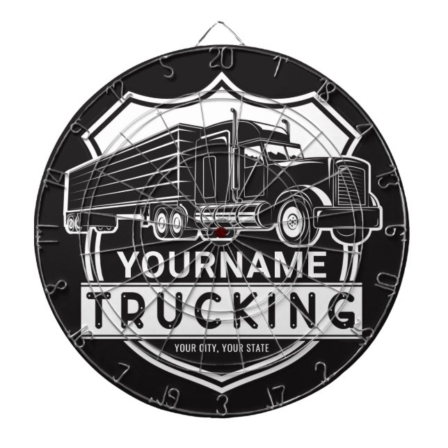 Personalized NAME Trucking Big Rig Semi Trucker   Dart Board (Front)