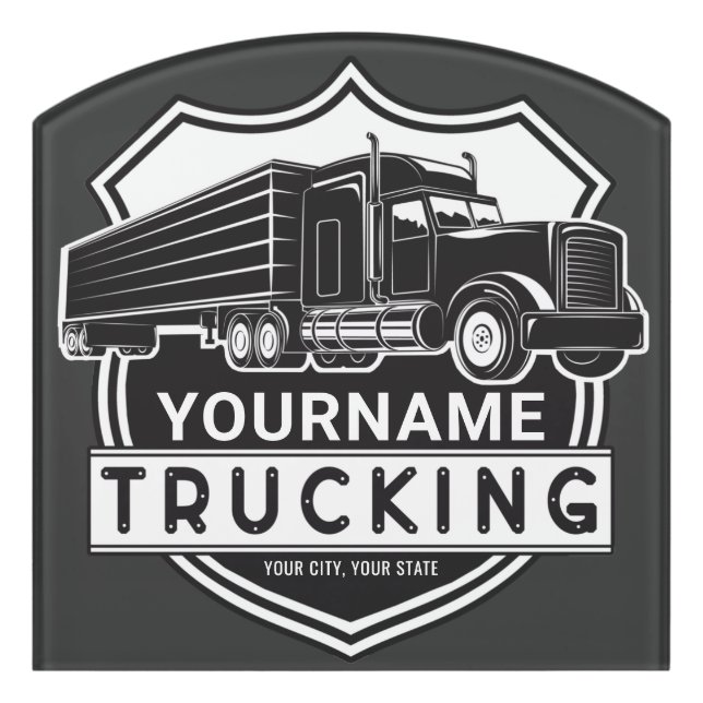 Personalized NAME Trucking Big Rig Semi Trucker   Door Sign (Contour Front)